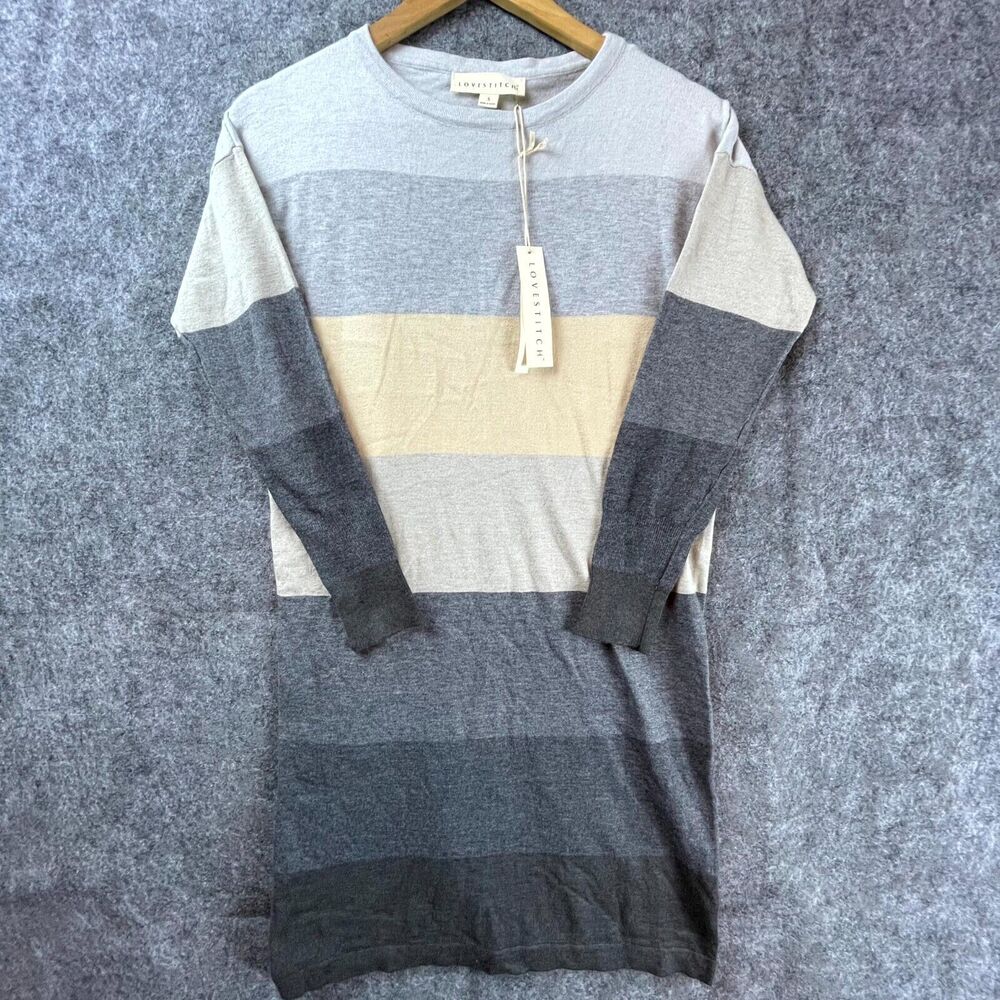 Lovestitch Sweater Dress‎ Women's Small Colorblock Knitted Crew Neck Long Sleeve